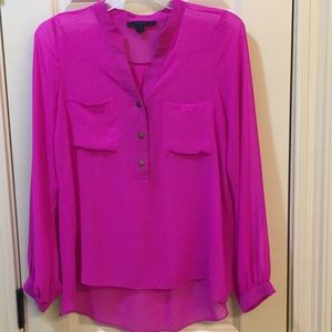Aryn K Fushia Sheer blouse